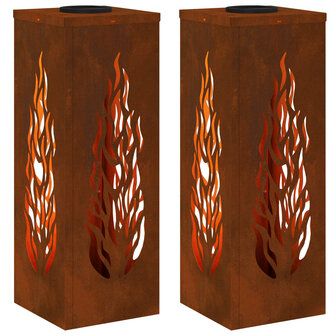 Solar LED Padverlichting 2 pcs Brons Cortenstaal 2