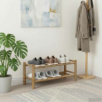 Schoenenrek met plank met opslag Naturel 68 x 28 x 30 cm Bamboe 1
