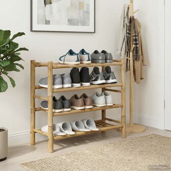 Schoenenrek met plank met opslag Naturel 68 x 28 x 63 cm Bamboe 1