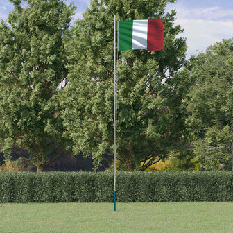 Vlag met vlaggenmast Itali&euml; 6,08 m aluminium 1