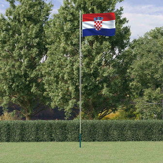 Vlag met vlaggenmast Kroati&euml; 6,08 m aluminium 1