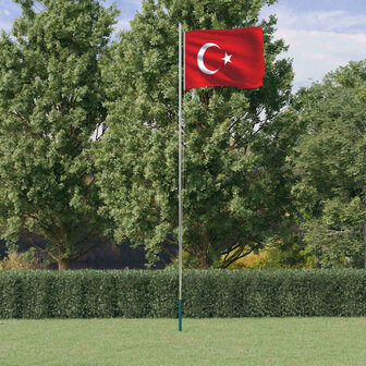 Vlag met vlaggenmast Turkije 6,08 m aluminium 1