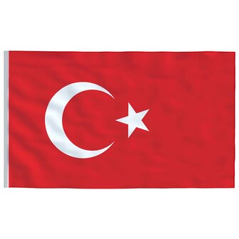 Vlag met vlaggenmast Turkije 6,08 m aluminium 4