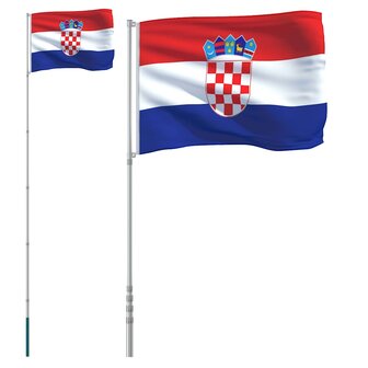 Vlag met vlaggenmast Kroati&euml; 5,5 m aluminium 2