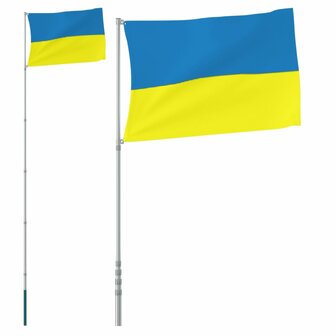 Vlag met vlaggenmast Oekra&iuml;ne 5,55 m aluminium 2