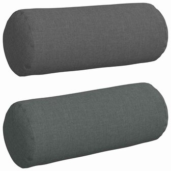 Bolster Kussens 2 stuks Donkergrijs &Oslash; 15 x 40 cm Stof 2