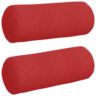 Bolster Kussens 2 stuks Rood &Oslash; 15 x 40 cm Stof 2