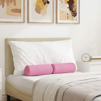 Bolster Kussens 2 stuks Roze &Oslash; 15 x 40 cm Stof 1