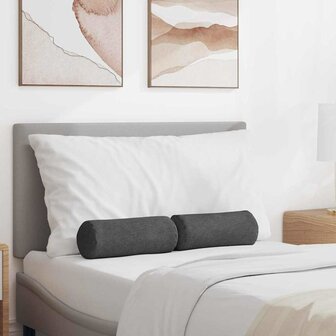 Bolster Kussens 2 stuks Donkergrijs &Oslash; 15 x 40 cm Cordstof 1