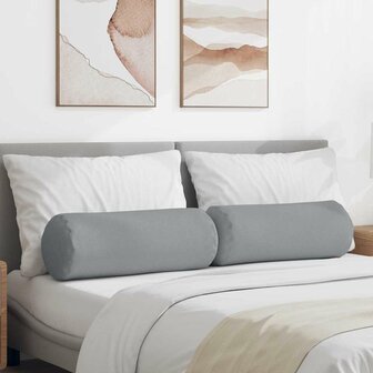 Bolster Kussens 2 stuks Lichtgrijs &Oslash; 25 x 70 cm Stof 1