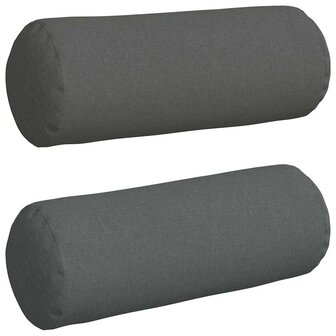 Bolster Kussens 2 stuks Donkergrijs &Oslash; 25 x 70 cm Stof 2