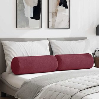Bolster Kussens 2 stuks Wijnrood &Oslash; 25 x 70 cm Stof 1