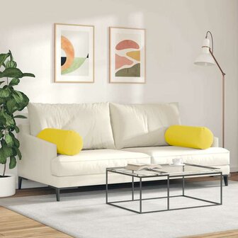 Bolster Kussens 2 stuks Lichtgeel &Oslash; 25 x 70 cm Stof 4