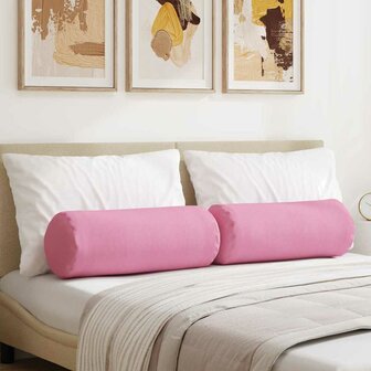 Bolster Kussens 2 stuks Roze &Oslash; 25 x 70 cm Stof 1
