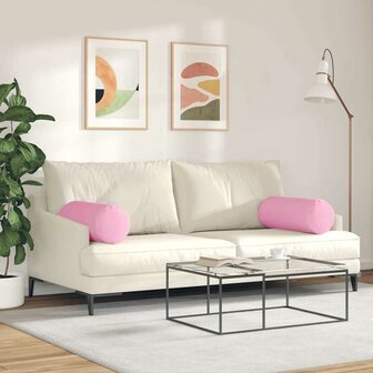 Bolster Kussens 2 stuks Roze &Oslash; 25 x 70 cm Stof 4