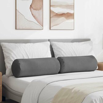 Bolster Kussens 2 stuks Donkergrijs &Oslash; 25 x 70 cm Microvezel Stof 1