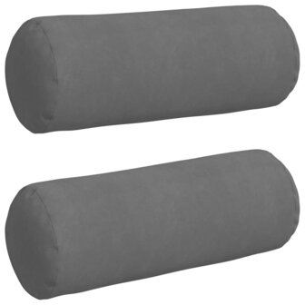 Bolster Kussens 2 stuks Donkergrijs &Oslash; 25 x 70 cm Microvezel Stof 2