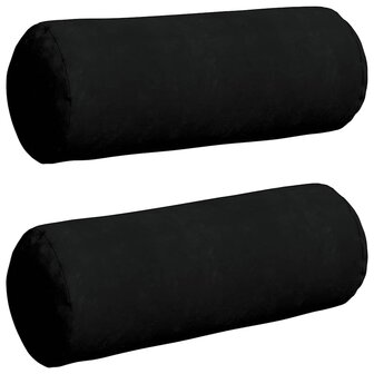 Bolster Kussens 2 stuks Zwart &Oslash; 25 x 70 cm Microvezel Stof 2