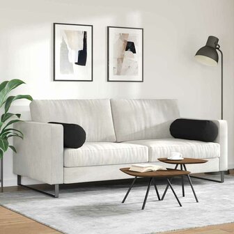 Bolster Kussens 2 stuks Zwart &Oslash; 25 x 70 cm Microvezel Stof 4