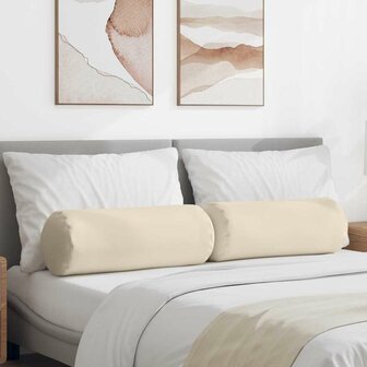 Bolster Kussens 2 stuks Beige &Oslash; 25 x 70 cm Microvezel Stof 1