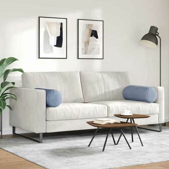 Bolster Kussens 2 stuks Blauw &Oslash; 25 x 70 cm Cordstof 4