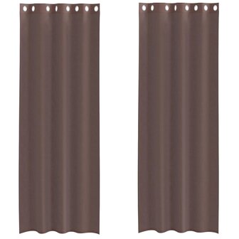 Gordijnen voile met doorvoertules 2 st 140x260 cm bruin 2