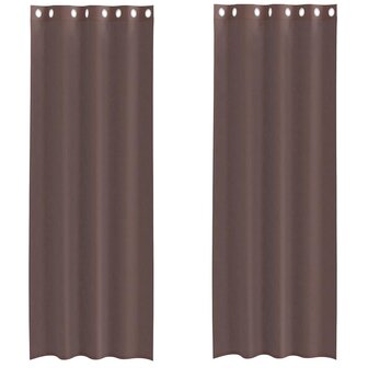 Gordijnen voile met doorvoertules 2 st 140x300 cm bruin 2