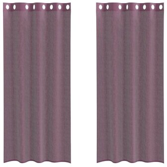 Gordijnen voile met doorvoertules 2 st 140x245 cm paars 2