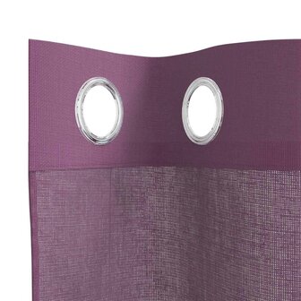 Gordijnen voile met doorvoertules 2 st paars 140x260 cm 5