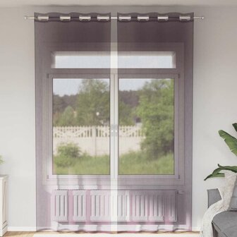 Gordijnen voile met doorvoertules 2 st 140x300 cm paars 1