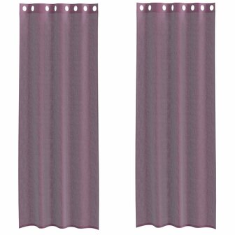 Gordijnen voile met doorvoertules 2 st 140x300 cm paars 2