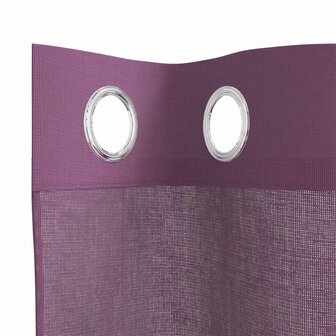 Gordijnen voile met doorvoertules 2 st 140x300 cm paars 5