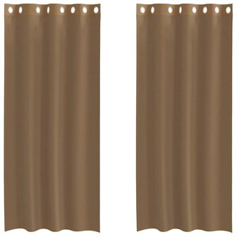 Gordijnen voile met doorvoertules 2 st lichtbruin 2