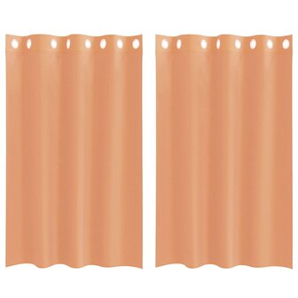 Gordijnen voile met doorvoertules 2 st terracotta 2