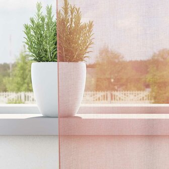 Gordijnen voile met roedezakken 2 st roze 3