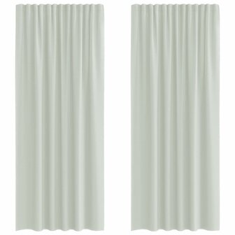Gordijnen voile met roedezakken 2 st lichtgrijs 2