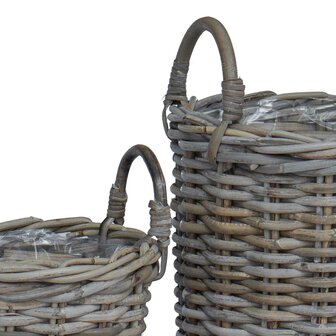Plantenmand met opslag 2 pcs Grijs Kubu Rattan 7
