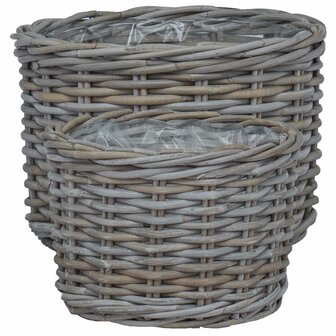 Plantenmand met opslag 2 pcs Grijs Kubu Rattan 5