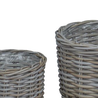 Plantenmand met opslag 2 pcs Grijs Kubu Rattan 7