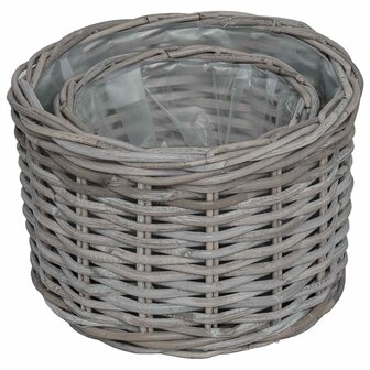 Plantenmand met opslag 2 pcs Grijs Kubu Rattan 9