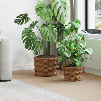 Plantenmand met opslag 2 pcs Bruin Kubu Rattan 1
