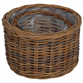Plantenmand met opslag 2 pcs Bruin Kubu Rattan 9