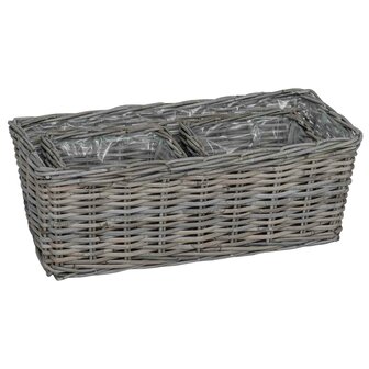 Plantenmand met opslag 3 pcs Grijs Kubu Rattan 9