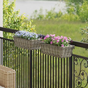 Hangende Plantenmand 2 pcs Grijs 48 x 22 x 15 cm Lacak Riet 1