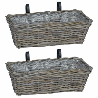 Hangende Plantenmand 2 pcs Grijs 48 x 22 x 15 cm Lacak Riet 2