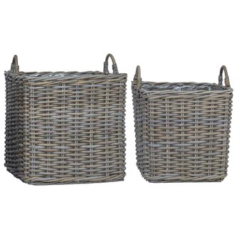 Plantenmand met opslag 2 pcs Grijs Lacak Riet 2