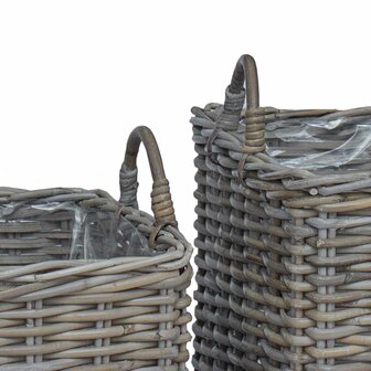 Plantenmand met opslag 2 pcs Grijs Lacak Riet 7