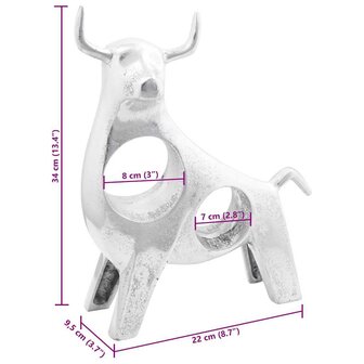 Stierensculptuur Zilver 22 x 9.5 x 34 cm Aluminium 9