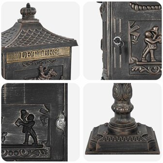 Staande brievenbus Brons 42,5 x 29,5 x 117 cm Gegoten aluminium 6