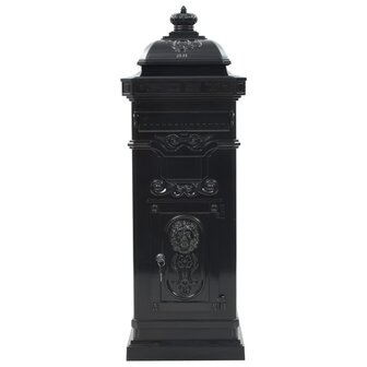 Pilaar brievenbus vintage stijl roestbestendig aluminium zwart 3